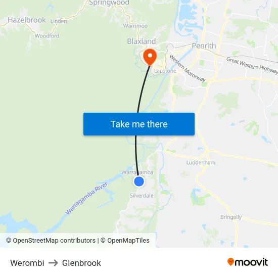 Werombi to Glenbrook map
