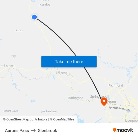 Aarons Pass to Glenbrook map