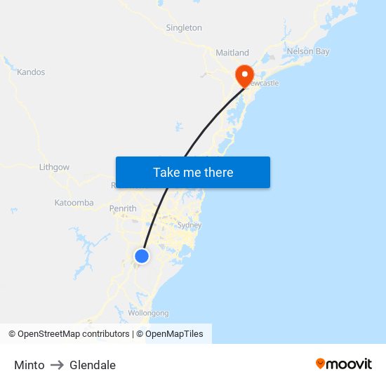 Minto to Glendale map