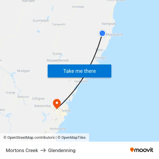Mortons Creek to Glendenning map