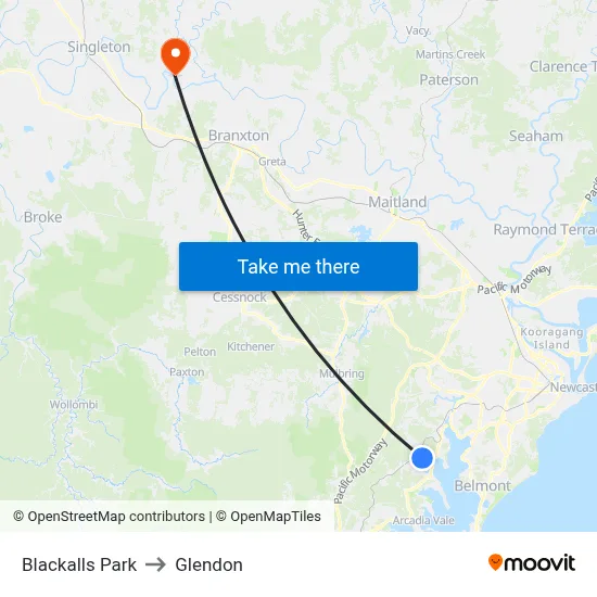 Blackalls Park to Glendon map