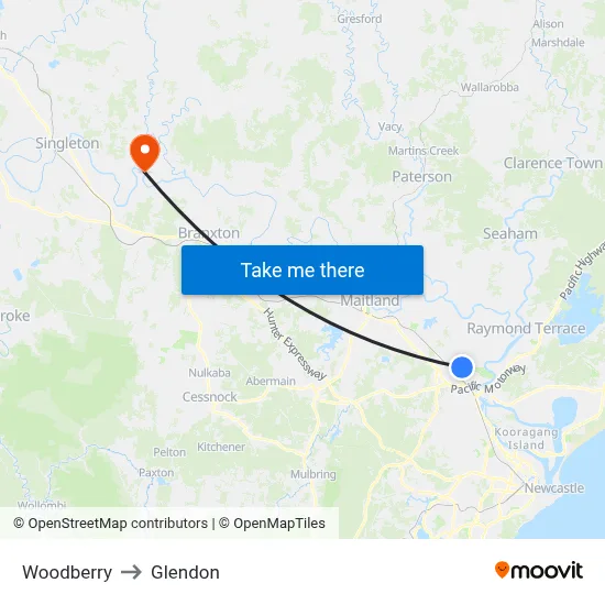 Woodberry to Glendon map