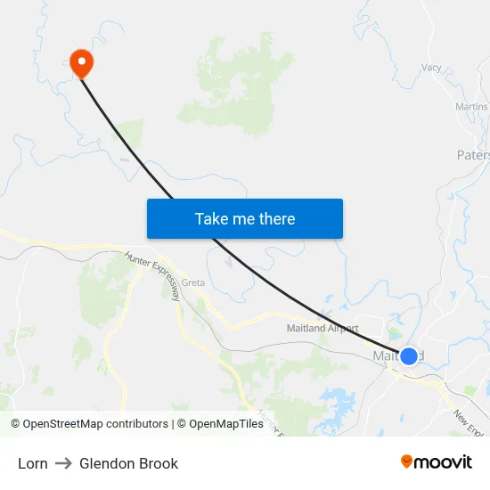 Lorn to Glendon Brook map