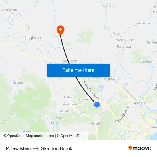 Pelaw Main to Glendon Brook map
