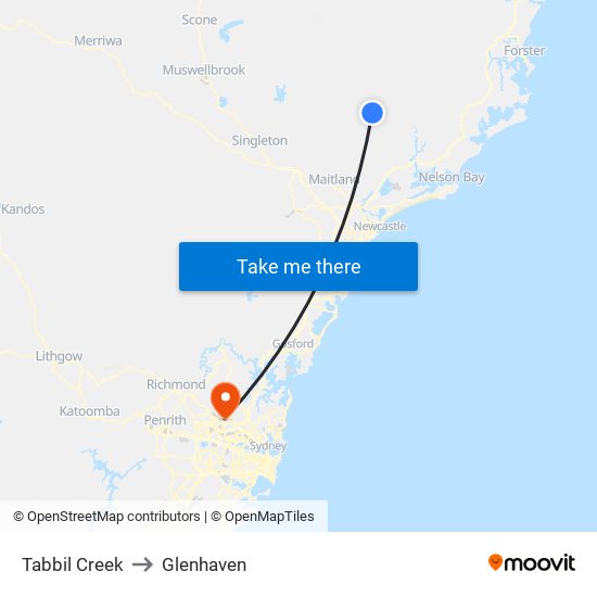 Tabbil Creek to Glenhaven map