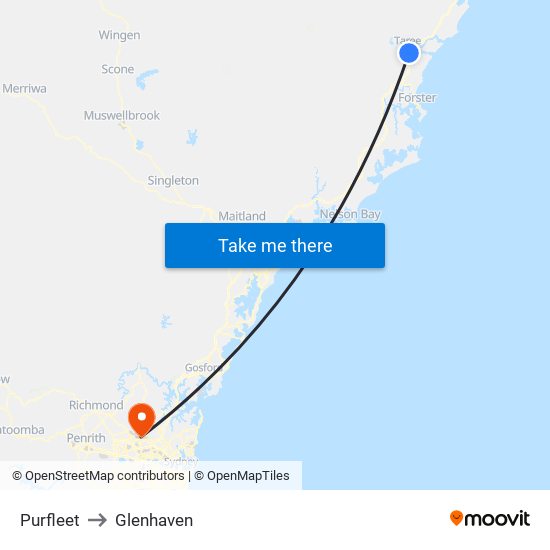 Purfleet to Glenhaven map