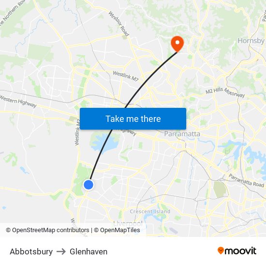 Abbotsbury to Glenhaven map