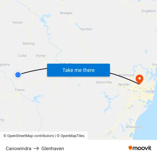Canowindra to Glenhaven map