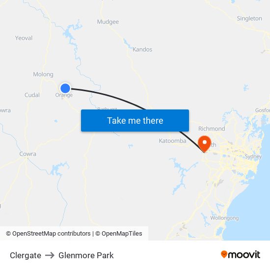 Clergate to Glenmore Park map