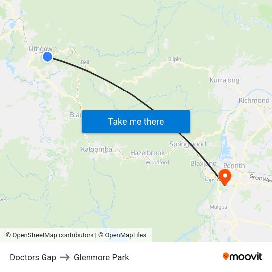 Doctors Gap to Glenmore Park map