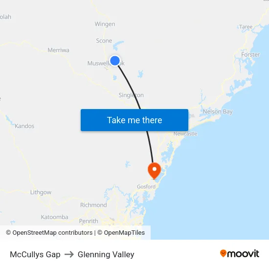 McCullys Gap to Glenning Valley map