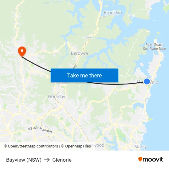 Bayview (NSW) to Glenorie map