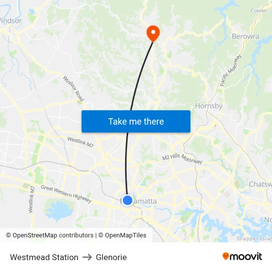 Westmead Station to Glenorie map