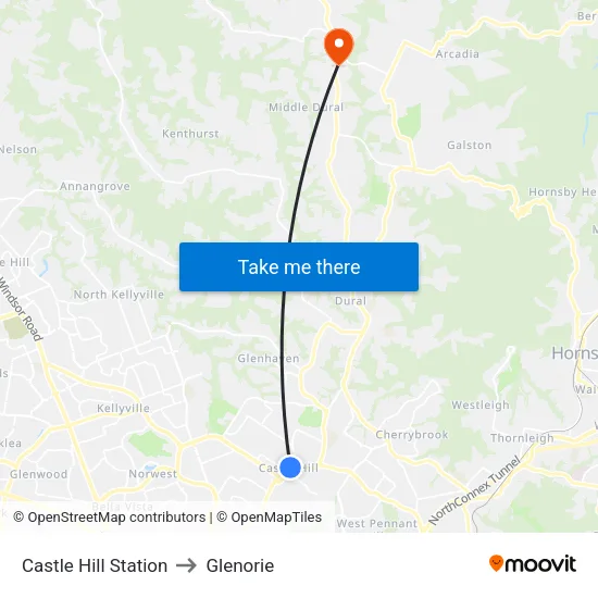 Castle Hill Station to Glenorie map