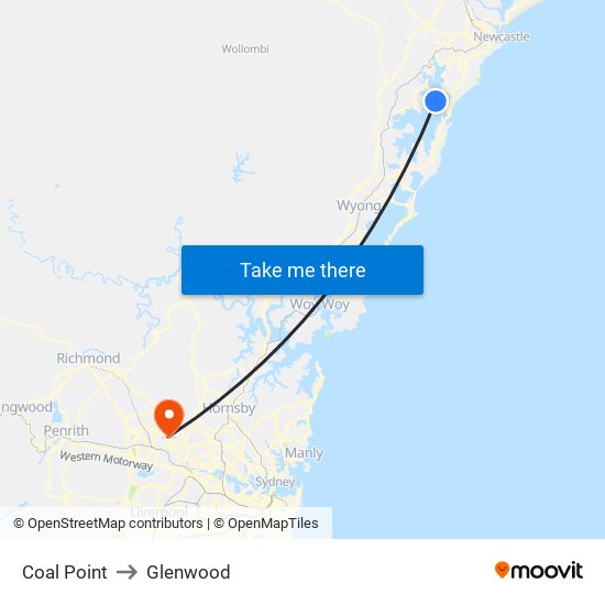 Coal Point to Glenwood map