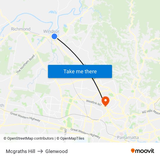 Mcgraths Hill to Glenwood map