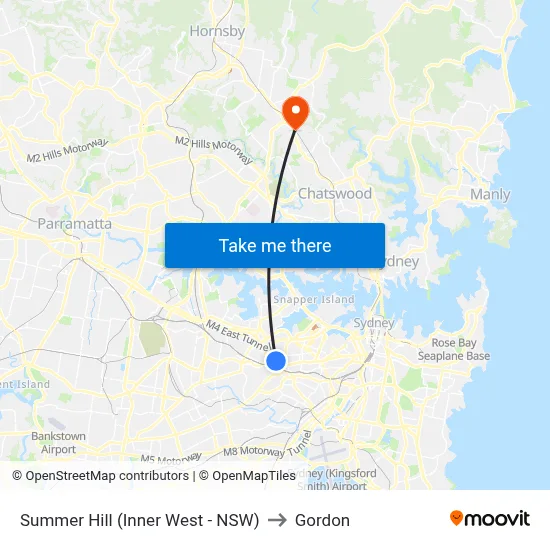 Summer Hill (Inner West - NSW) to Gordon map