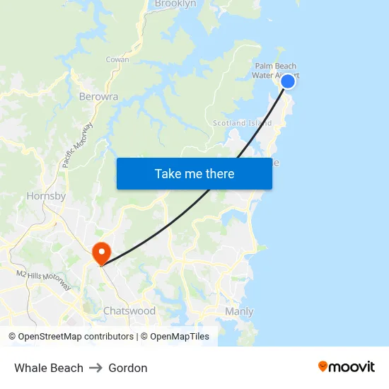 Whale Beach to Gordon map