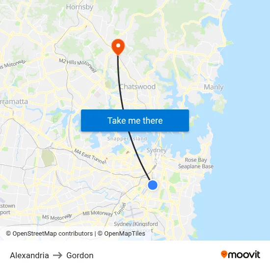 Alexandria to Gordon map