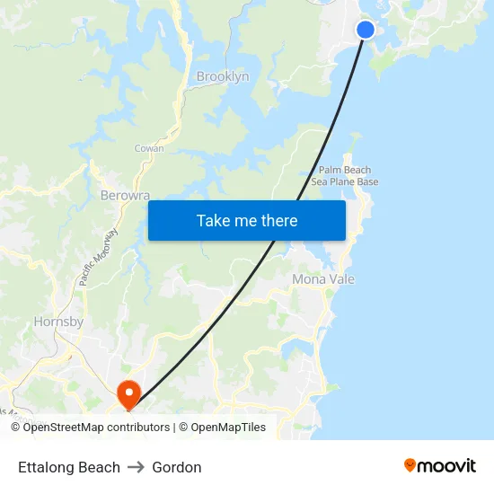 Ettalong Beach to Gordon map