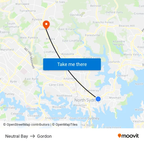 Neutral Bay to Gordon map