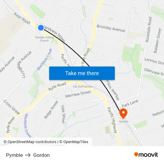 Pymble to Gordon map