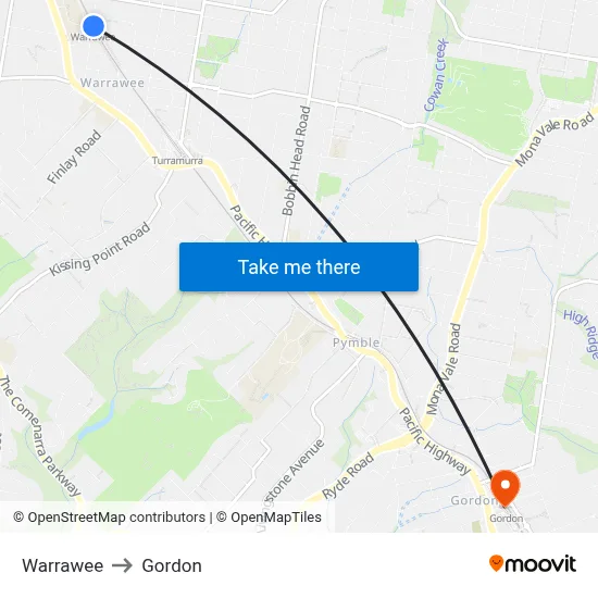 Warrawee to Gordon map