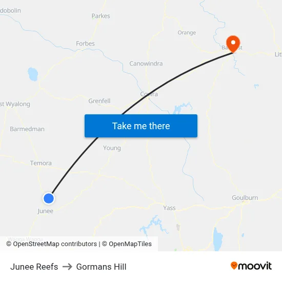 Junee Reefs to Gormans Hill map