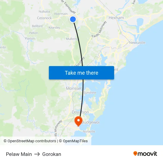 Pelaw Main to Gorokan map