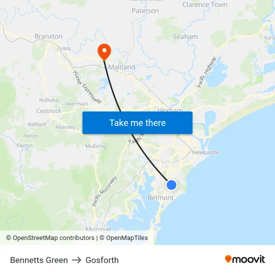Bennetts Green to Gosforth map
