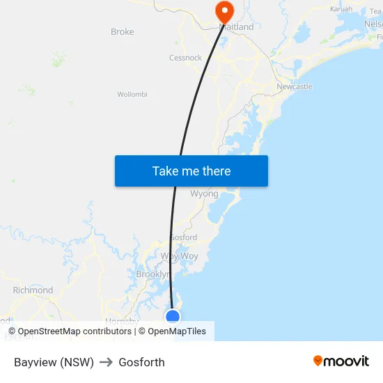 Bayview (NSW) to Gosforth map