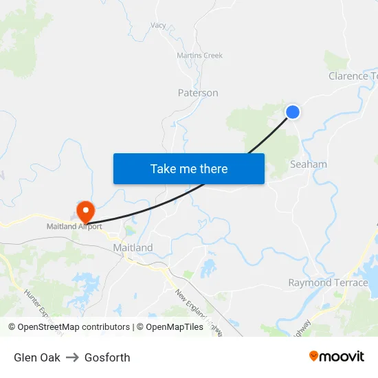 Glen Oak to Gosforth map