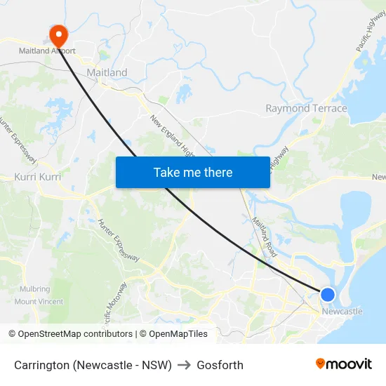 Carrington (Newcastle - NSW) to Gosforth map