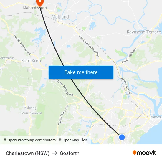 Charlestown (NSW) to Gosforth map