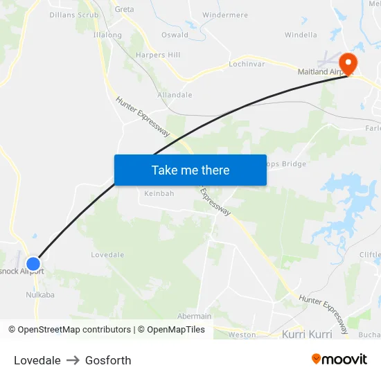 Lovedale to Gosforth map
