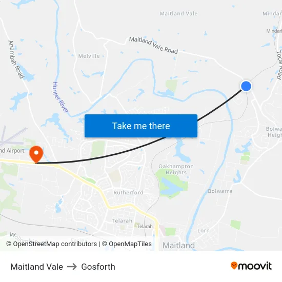 Maitland Vale to Gosforth map