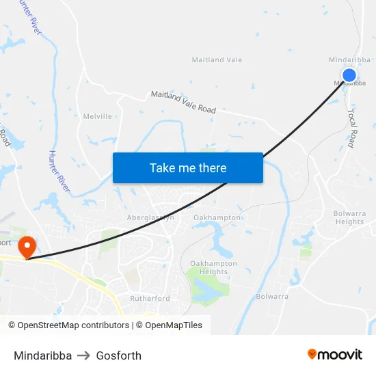 Mindaribba to Gosforth map