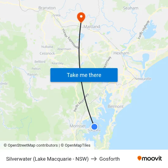 Silverwater (Lake Macquarie - NSW) to Gosforth map