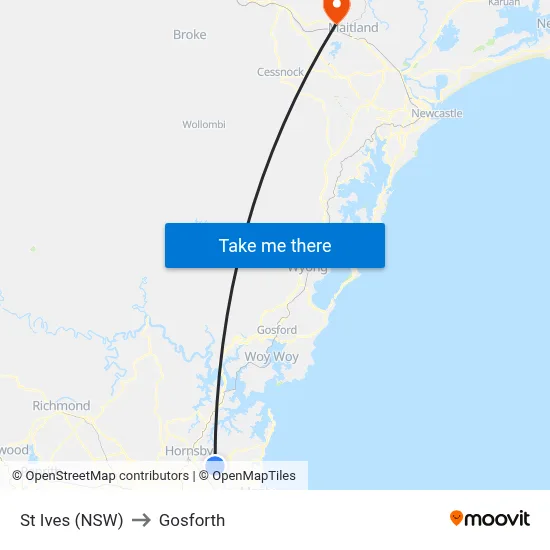 St Ives (NSW) to Gosforth map