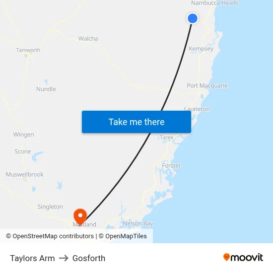 Taylors Arm to Gosforth map
