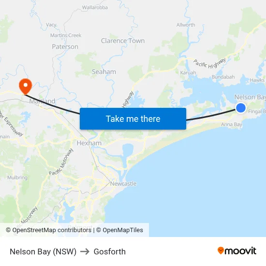 Nelson Bay (NSW) to Gosforth map
