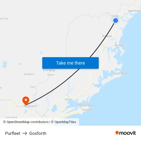 Purfleet to Gosforth map