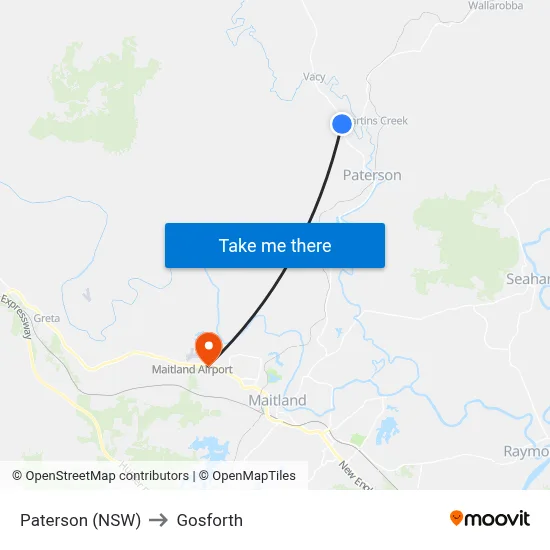 Paterson (NSW) to Gosforth map