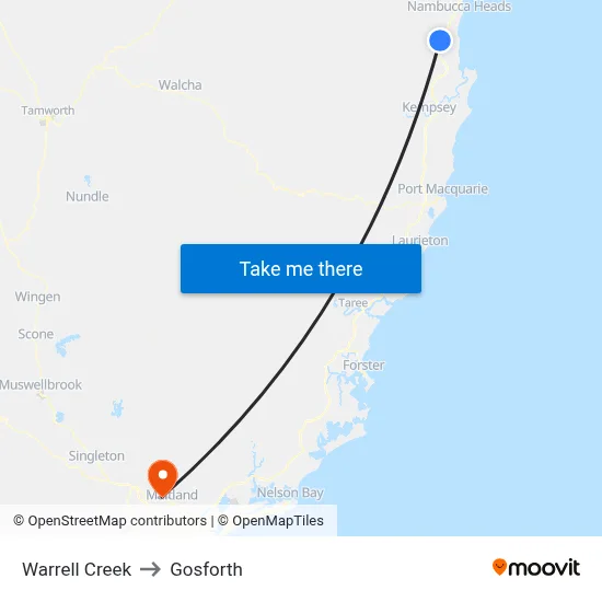 Warrell Creek to Gosforth map