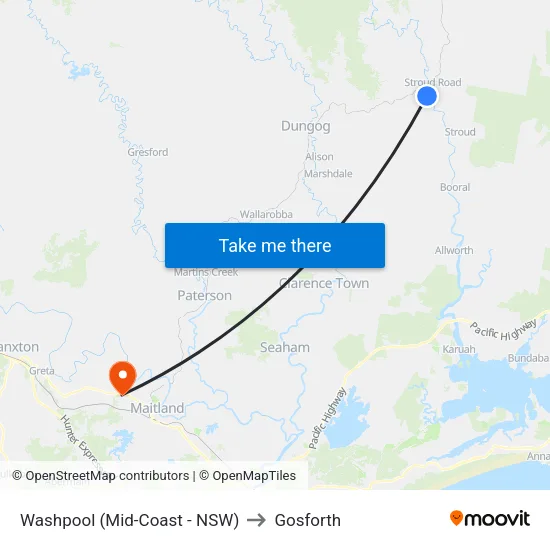 Washpool (Mid-Coast - NSW) to Gosforth map