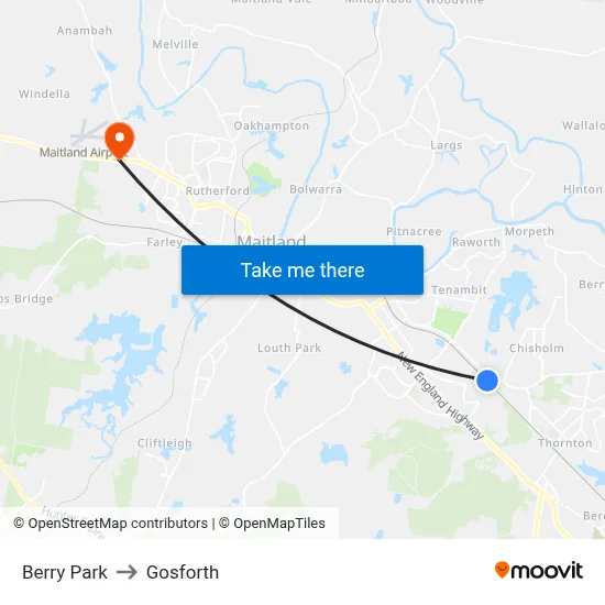 Berry Park to Gosforth map