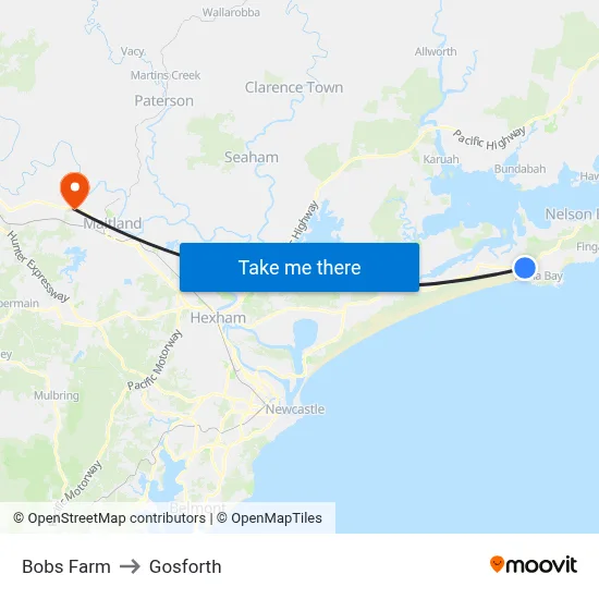 Bobs Farm to Gosforth map