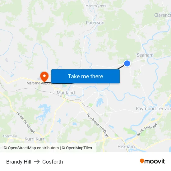 Brandy Hill to Gosforth map