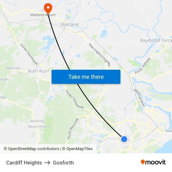 Cardiff Heights to Gosforth map