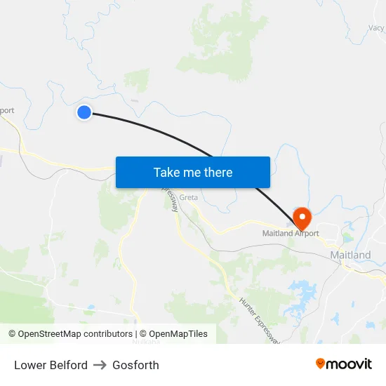 Lower Belford to Gosforth map
